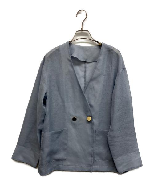 S COLLAGE（エス コラージュ）S COLLAGE (エス コラージュ) シアーリネンライクダブルジャケット スカイブルー サイズ:Freeの古着・服飾アイテム