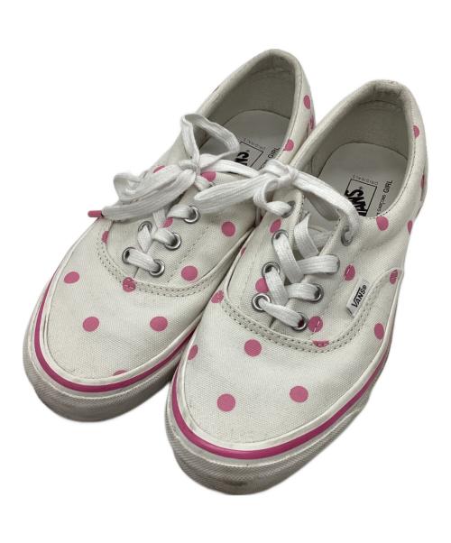 VANS（ヴァンズ）VANS (ヴァンズ) COMME des GARCONS GIRL (コムデギャルソンガール) キャンバススニーカー ホワイト×ピンク サイズ:23.5cmの古着・服飾アイテム