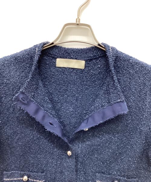MARILYN MOON（マリリンムーン）MARILYN MOON (マリリンムーン) ツイードニットジャケット ネイビー サイズ:Freeの古着・服飾アイテム