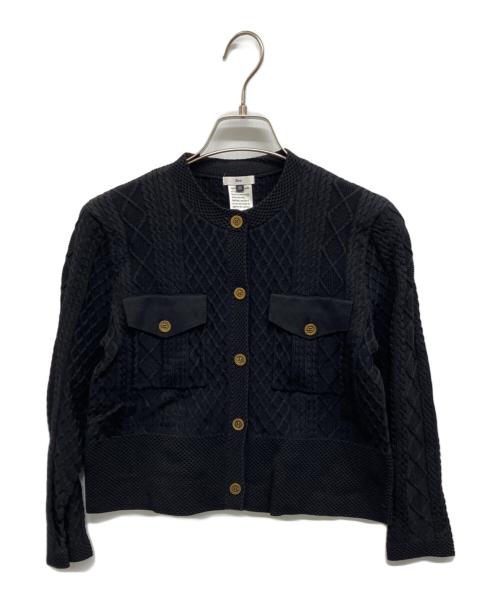 Sov.（ソブ）Sov. (ソブ) レーヨンナイロンダルケーブルニットジャケット ブラック サイズ:36の古着・服飾アイテム