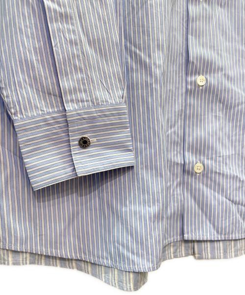 HERMES（エルメス）HERMES (エルメス) セリエボタン レイヤード ストライプ シャツ ブルー サイズ:37の古着・服飾アイテム