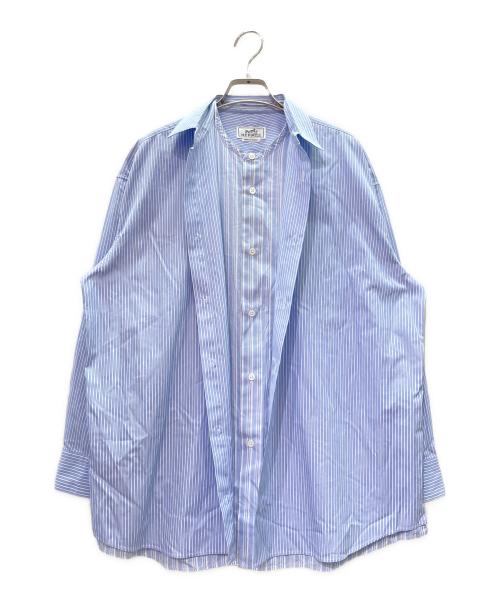 HERMES（エルメス）HERMES (エルメス) セリエボタン レイヤード ストライプ シャツ ブルー サイズ:37の古着・服飾アイテム