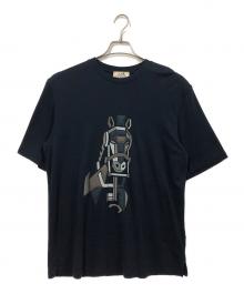 HERMES（エルメス）の古着「MEGA Chariot プリントTシャツ」｜ネイビー