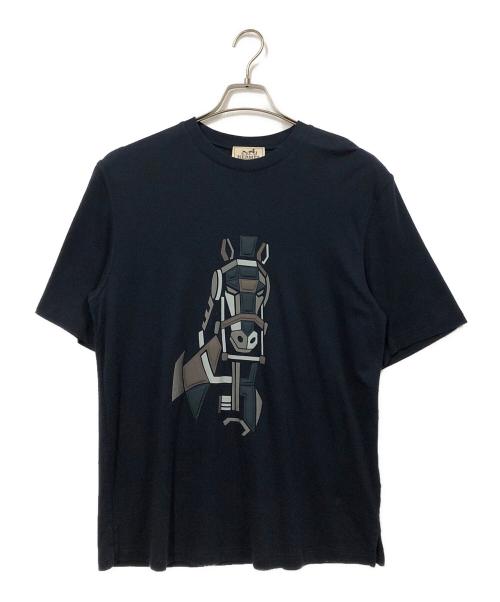 HERMES（エルメス）HERMES (エルメス) MEGA Chariot プリントTシャツ ネイビー サイズ:Sの古着・服飾アイテム