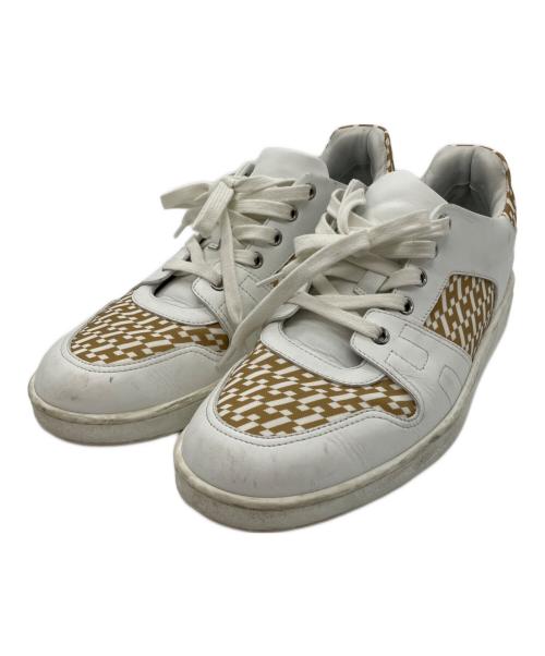 HERMES（エルメス）HERMES (エルメス) Ｈロゴローカットスニーカー ホワイト×ベージュ サイズ:40の古着・服飾アイテム