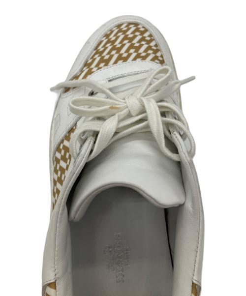 HERMES（エルメス）HERMES (エルメス) Ｈロゴローカットスニーカー ホワイト×ベージュ サイズ:40の古着・服飾アイテム