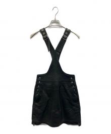 DIESEL Black Gold（ディーゼル ブラック ゴールド）の古着「ラムレザージャンパースカート」｜ブラック