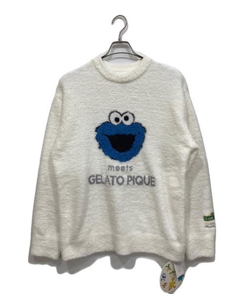 gelato pique（ジェラートピケ）gelato pique (ジェラートピケ) SESAME STREET (セサミストリート) ジャガードプルオーバー&ロングパンツセット ホワイト×ブルー サイズ:Mの古着・服飾アイテム