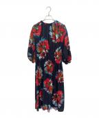 BALLSEYボールジィ）の古着「コートペイントフラワープリント シャーリングワンピース」｜ブラック/マルチカラー