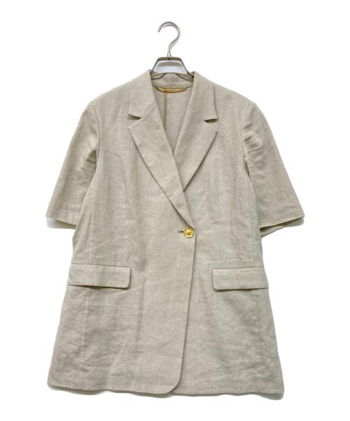 journal standard L'essage（ジャーナルスタンダード レサージュ）journal standard L'essage (ジャーナルスタンダード レサージュ) 24SS リネンストレッチハーフスリーブジャケット ベージュ サイズ:‐の古着・服飾アイテム