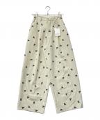 machattマチャット）の古着「エンブロイダリーワイドパンツ」｜ベージュ