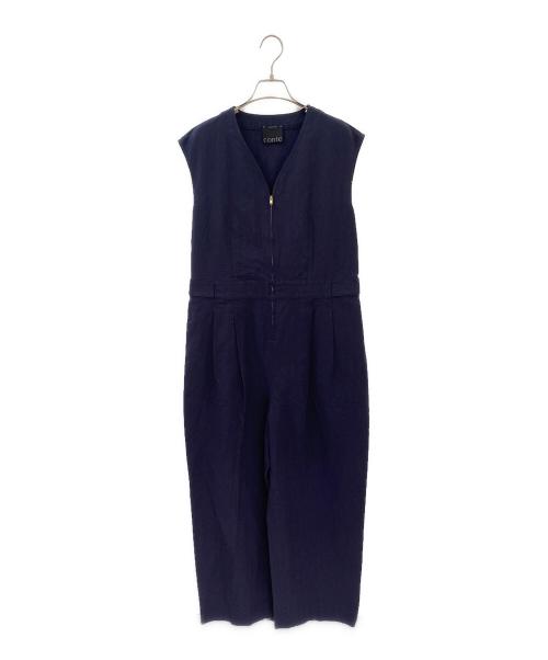 Conte（コンテ）Conte (コンテ) ヘリンボーン Vネック オールインワン ネイビー サイズ:Freeの古着・服飾アイテム