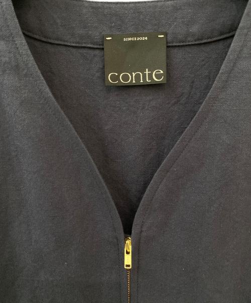 Conte（コンテ）Conte (コンテ) ヘリンボーン Vネック オールインワン ネイビー サイズ:Freeの古着・服飾アイテム
