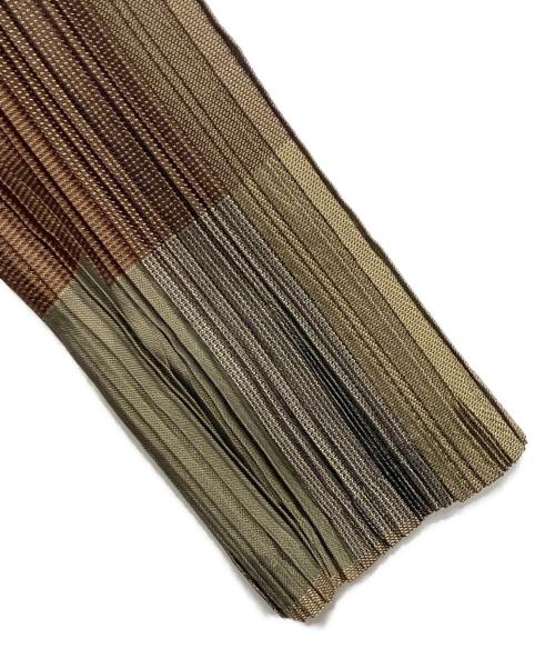 ISSEY MIYAKE（イッセイミヤケ）ISSEY MIYAKE (イッセイミヤケ) プリーツチェックワンピース オリーブ サイズ:3の古着・服飾アイテム