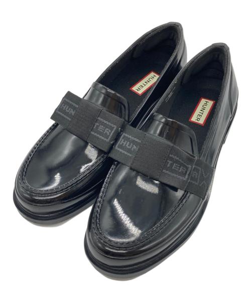 HUNTER（ハンター）HUNTER (ハンター) リファインド ボウ グロス ペニー ローファー ブラック サイズ:UK7の古着・服飾アイテム