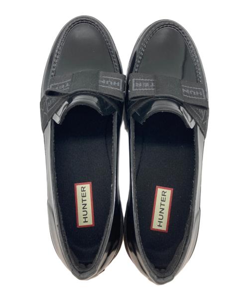 HUNTER（ハンター）HUNTER (ハンター) リファインド ボウ グロス ペニー ローファー ブラック サイズ:UK7の古着・服飾アイテム