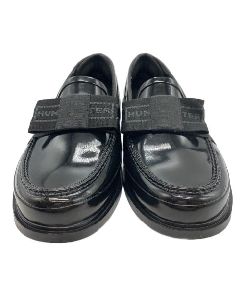 HUNTER（ハンター）HUNTER (ハンター) リファインド ボウ グロス ペニー ローファー ブラック サイズ:UK7の古着・服飾アイテム