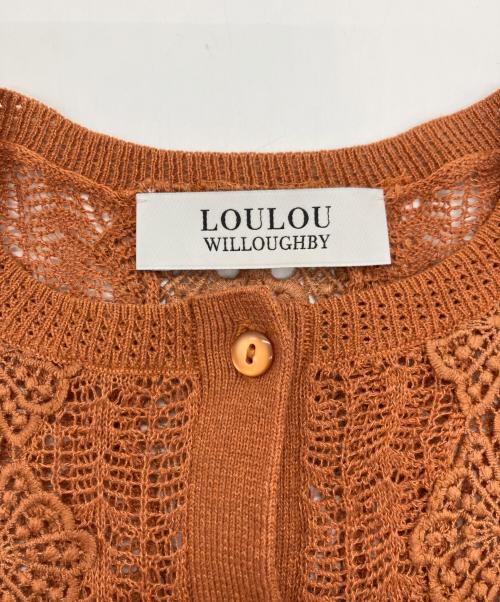 Loulou Willoughby（ルルウィルビー）Loulou Willoughby (ルルウィルビー) レースオンレーシィカーディガン ブラウン サイズ:2の古着・服飾アイテム