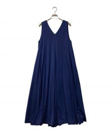 CABAN（キャバン）の古着「キュプラポリエステルスムース Vネックワンピース」｜ネイビー