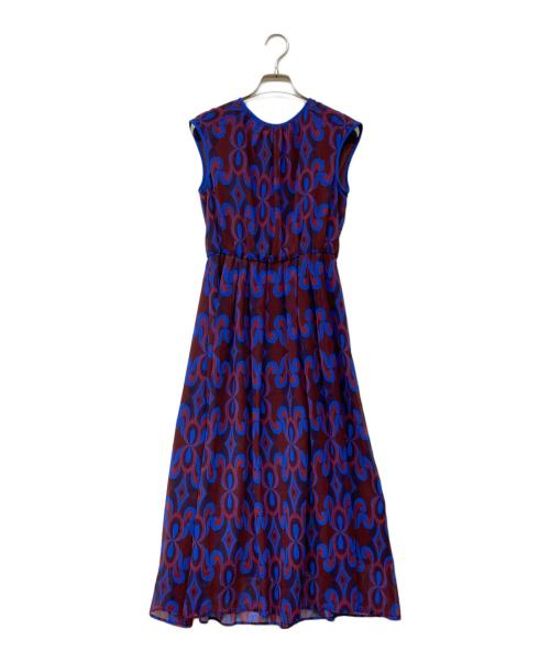 ANAYI（アナイ）ANAYI (アナイ) ウォールプリントギャザーワンピース ボルドー サイズ:36の古着・服飾アイテム