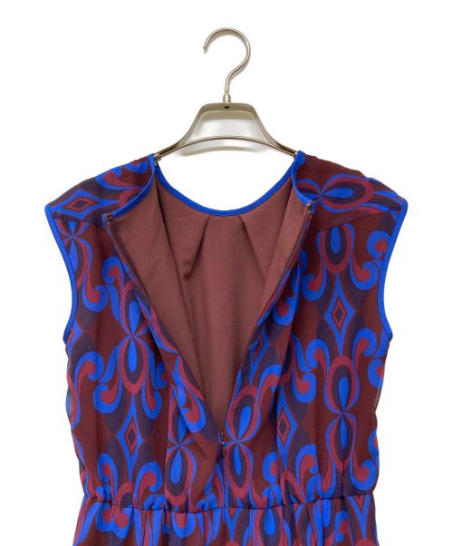 ANAYI（アナイ）ANAYI (アナイ) ウォールプリントギャザーワンピース ボルドー サイズ:36の古着・服飾アイテム