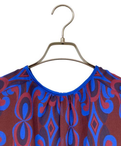 ANAYI（アナイ）ANAYI (アナイ) ウォールプリントギャザーワンピース ボルドー サイズ:36の古着・服飾アイテム