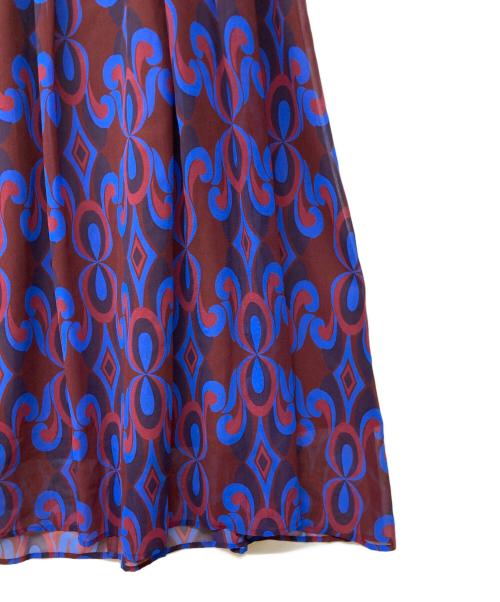 ANAYI（アナイ）ANAYI (アナイ) ウォールプリントギャザーワンピース ボルドー サイズ:36の古着・服飾アイテム