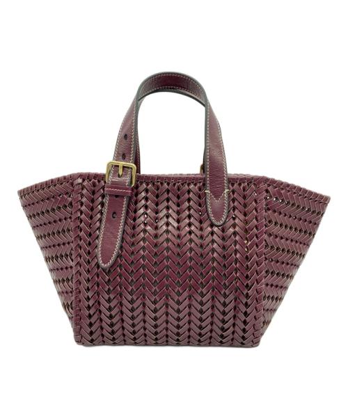 ANYA HINDMARCH（アニヤ・ハインドマーチ）ANYA HINDMARCH (アニヤ・ハインドマーチ) The Neeson Square Tote Small / ニーソン スモール スクエア トート ボルドーの古着・服飾アイテム