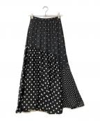 BEARDSLEYビアズリー）の古着「ドットパッチワークロングスカート」｜ブラック