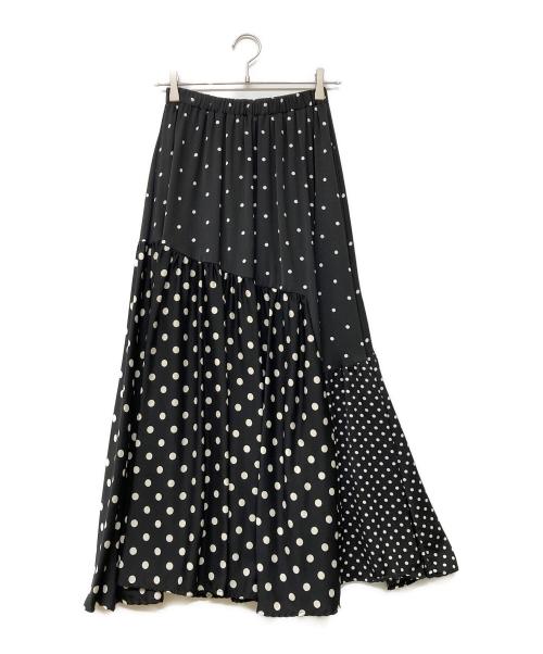 BEARDSLEY（ビアズリー）BEARDSLEY (ビアズリー) ドットパッチワークロングスカート ブラック サイズ:Fの古着・服飾アイテム