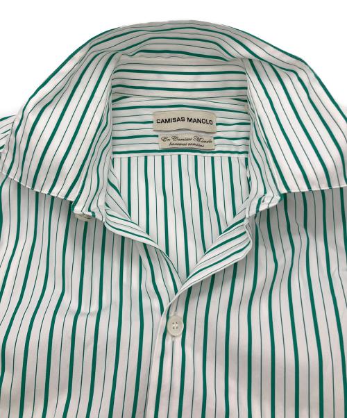 camisas manolo（カミサス マノロ）CAMISAS MANOLO (カミサス マノロ) ストライプシャツ グリーン サイズ:46の古着・服飾アイテム