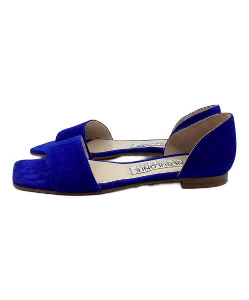 NEBULONIE（ネブローニ）NEBULONIE (ネブローニ) スクエアフラットサンダル ブルー サイズ:37の古着・服飾アイテム