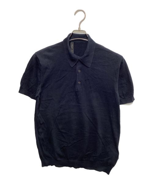 PRADA（プラダ）PRADA (プラダ) ニットポロシャツ ネイビー サイズ:48の古着・服飾アイテム