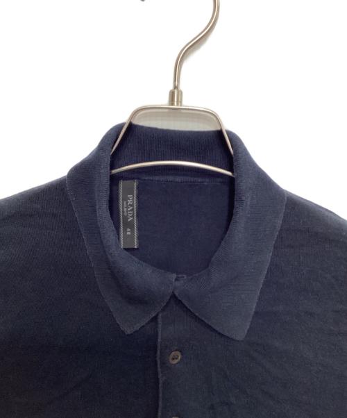 PRADA（プラダ）PRADA (プラダ) ニットポロシャツ ネイビー サイズ:48の古着・服飾アイテム