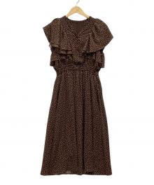 ANAYI（アナイ）の古着「ミニドットシフォンラッフルワンピース」｜ブラウン