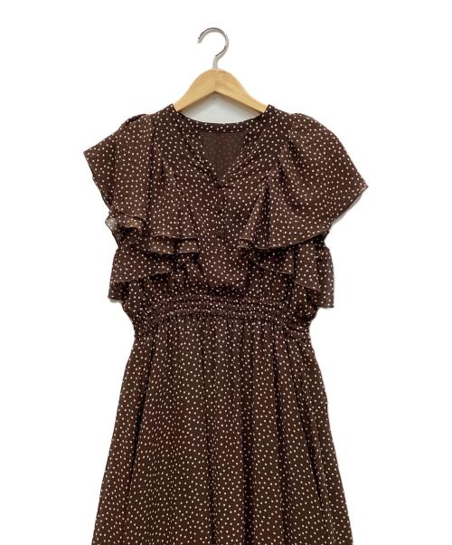 ANAYI（アナイ）ANAYI (アナイ) ミニドットシフォンラッフルワンピース ブラウン サイズ:36の古着・服飾アイテム
