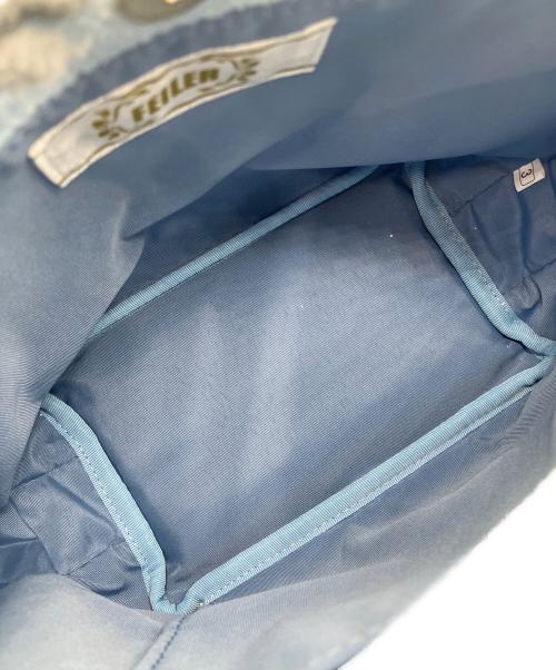 FEILER（フェイラー）FEILER (フェイラー) ホワイトマーガレットハンドバッグ スカイブルーの古着・服飾アイテム