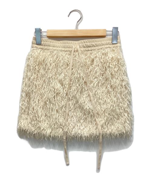 ATTISESSION（アティセッション）ATTISESSION (アティセッション) フェイクフェザー ミニスカート ベージュ サイズ:表記なしの古着・服飾アイテム
