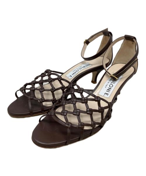 NEBULONIE（ネブローニ）NEBULONIE (ネブローニ) メッシュアンクルストラップサンダル ブラウン サイズ:38の古着・服飾アイテム