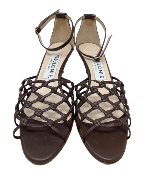 NEBULONIE（ネブローニ）NEBULONIE (ネブローニ) メッシュアンクルストラップサンダル ブラウン サイズ:38の古着・服飾アイテム