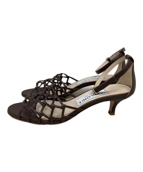 NEBULONIE（ネブローニ）NEBULONIE (ネブローニ) メッシュアンクルストラップサンダル ブラウン サイズ:38の古着・服飾アイテム