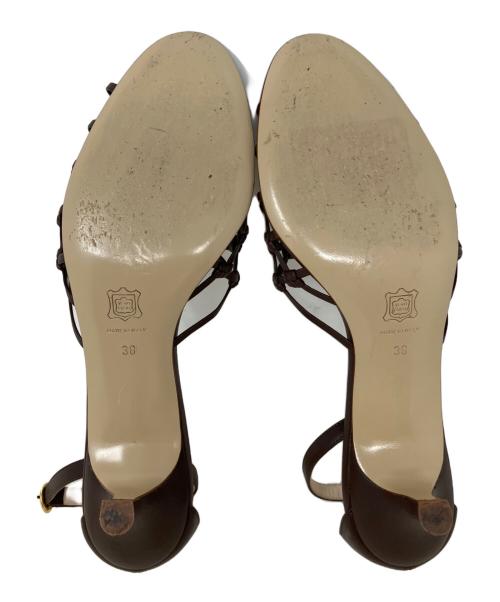 NEBULONIE（ネブローニ）NEBULONIE (ネブローニ) メッシュアンクルストラップサンダル ブラウン サイズ:38の古着・服飾アイテム