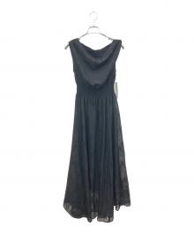 FRAY ID（フレイ アイディー）の古着「ドレープウエストシャーリングプリントワンピース」｜ブラック