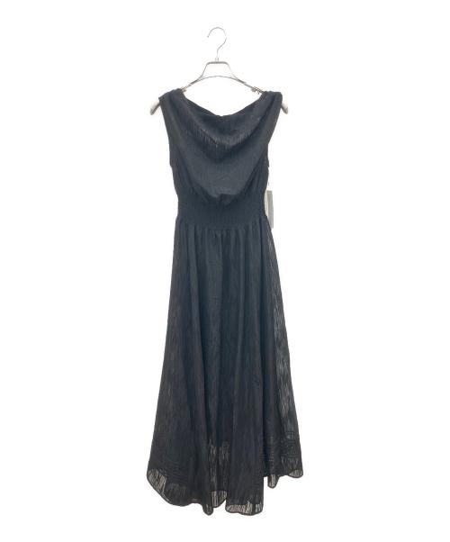 FRAY ID（フレイ アイディー）FRAY ID (フレイ アイディー) ドレープウエストシャーリングプリントワンピース ブラック サイズ:SIZE1 未使用品の古着・服飾アイテム