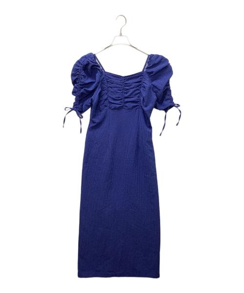 NATURAL BEAUTY BASIC（ナチュラルビューティーベーシック）NATURAL BEAUTY BASIC (ナチュラルビューティーベーシック) サッカーオフショルIラインワンピース ブルー サイズ:Mの古着・服飾アイテム