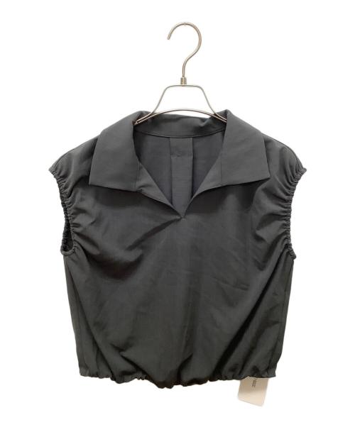 NATURAL BEAUTY BASIC（ナチュラルビューティーベーシック）NATURAL BEAUTY BASIC (ナチュラルビューティーベーシック) クロップドギャザーブラウス＆スカート チャコールグレー サイズ:Mの古着・服飾アイテム