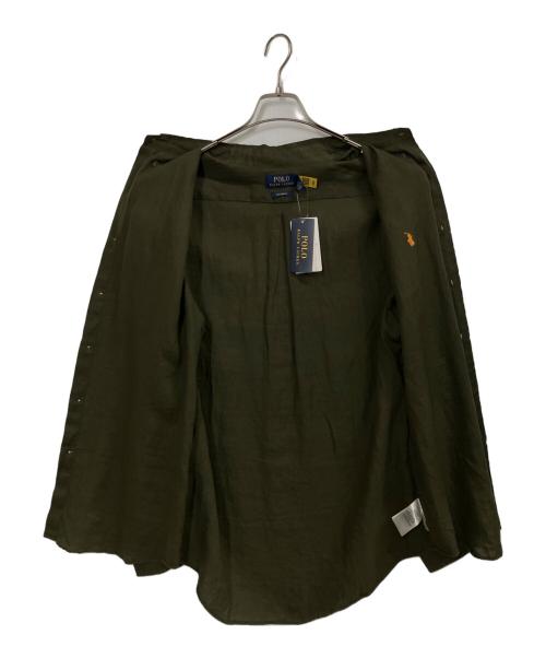 POLO RALPH LAUREN（ポロ・ラルフローレン）POLO RALPH LAUREN (ポロ・ラルフローレン) リネンボタンダウンシャツ カーキ サイズ:Lの古着・服飾アイテム