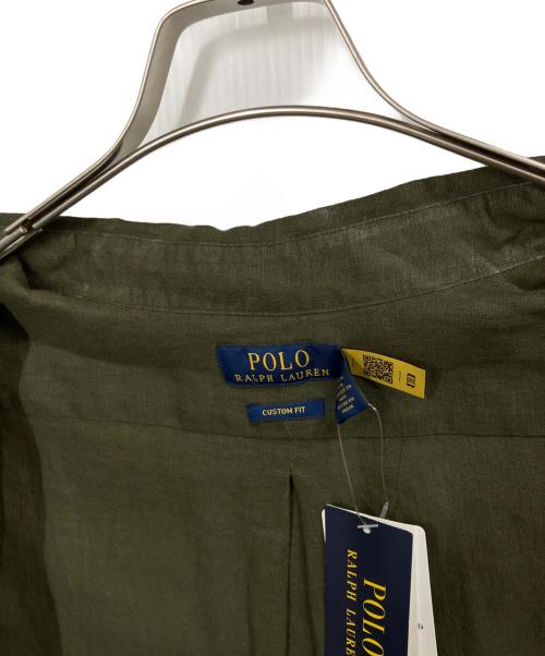 POLO RALPH LAUREN（ポロ・ラルフローレン）POLO RALPH LAUREN (ポロ・ラルフローレン) リネンボタンダウンシャツ カーキ サイズ:Lの古着・服飾アイテム