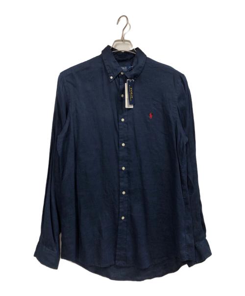 POLO RALPH LAUREN（ポロ・ラルフローレン）POLO RALPH LAUREN (ポロ・ラルフローレン) リネンボタンダウンシャツ ネイビー サイズ:Lの古着・服飾アイテム