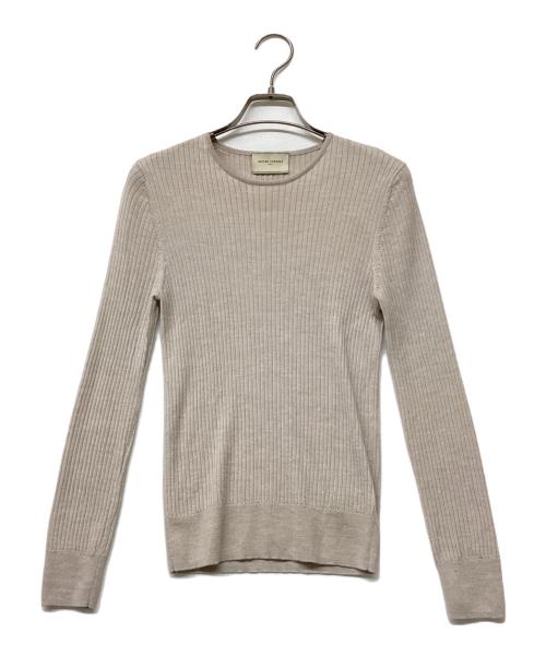 UNITED ARROWS（ユナイテッドアローズ）UNITED ARROWS (ユナイテッドアローズ) リブ クルーネック ニット ベージュ サイズ:Freeの古着・服飾アイテム